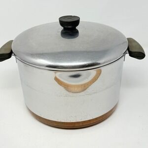 Vintage Revere Ware 1801 Copper Bottom 4 1/2 Qt Quart Stock Pot Pre  With Lid